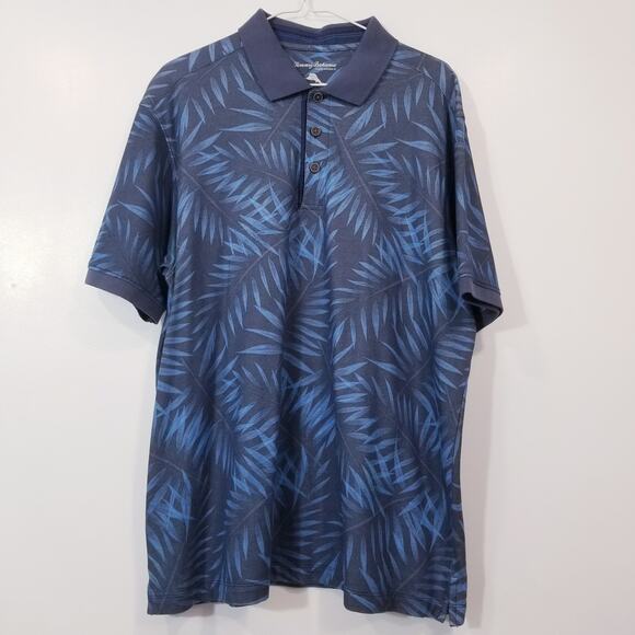 Tommy Bahama Island Modern Fit Tropical Leaf Print Collared Polo Shirt - Picture 1 of 10